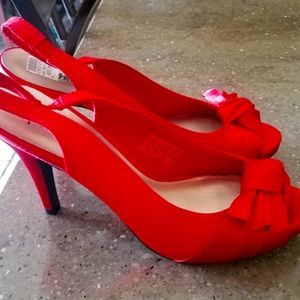 NEW RED Slingback high heels size 8 1/2